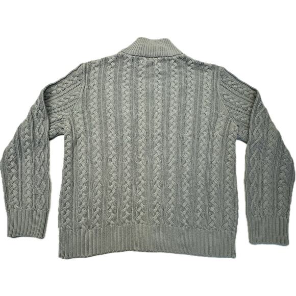 Express Zip-Up Fisherman Cotton Cable Knit Mock Turtleneck Sweater Gray Women XL - Picture 3 of 7
